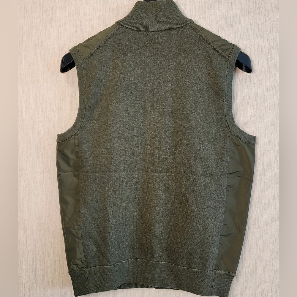 Polo Ralph Lauren Men's Olive Woven Knit Fully Lined Zipper Front Hybrid Vest - Picture 11 of 13